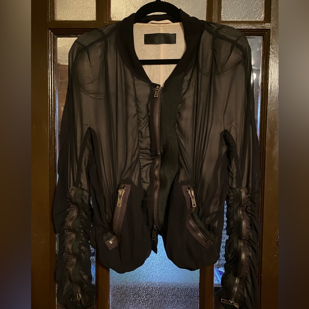 Haider Ackermann Ruffled Silk Bomber Jacket, L - Picture 4 of 10
